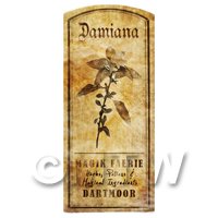 Dolls House Herbalist/Apothecary Damiana Herb Short Sepia Label