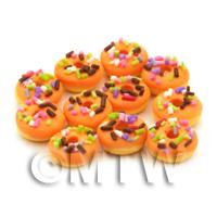  Dolls House Miniature Sprinkle Topped Zesty Orange Iced Donut