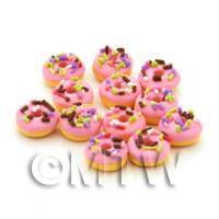  Dolls House Miniature Sprinkle Topped Raspberry Pink Iced Donut