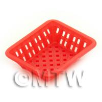 Medium Dark Red Dolls House Miniature Retangular Plastic Basket