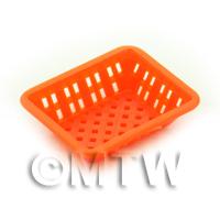 Medium Orange Dolls House Miniature Retangular Plastic Basket
