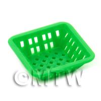 Medium Green Dolls House Miniature Square Plastic Basket