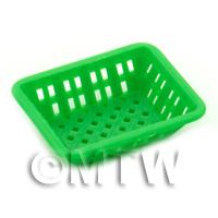 Medium Green Dolls House Miniature Retangular Plastic Basket