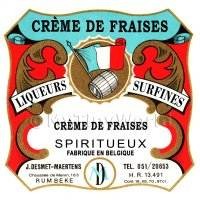 Creme De Fraises (Strawberry) Mini Dolls House Liqueur Label