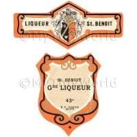 1/12th scale - Matched Benoit Grande Liqueur Miniature Dolls House Liqueur Labels