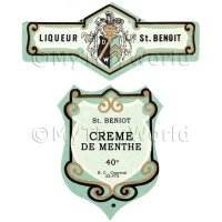 Matched Benoit Creme De Menthe Miniature Dolls House Liqueur Labels