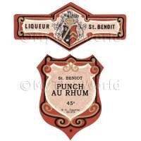 Matched Benoit Punch Au Rhum Miniature Dolls House Liqueur Labels