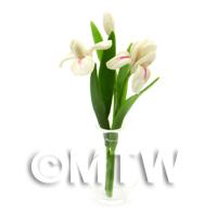 1/12th scale - Bunch Of Dolls House Miniature White Iris Flowers