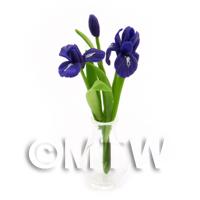Bunch Of Dolls House Miniature Dark Purple Irises