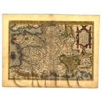 Dolls House Miniature Old Map Of France From The Late 1500s