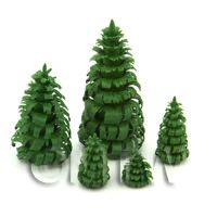 Dolls House Miniature Set of 5 Green Trees