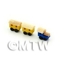 Dolls House Miniature Small Wooden 3 Part Train