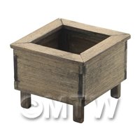 Dolls House Miniature Square Wooden Planter Aged