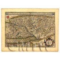 Dolls House Miniature Old Map Of Hungary From The Late 1500s
