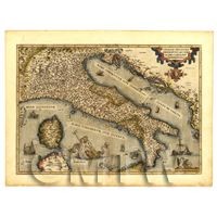 Dolls House Miniature Old Map Of Italy From The Late 1500s