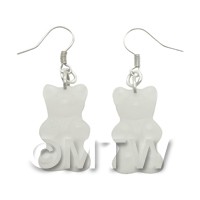 Pair of Translucent White Jelly Bear Earrings
