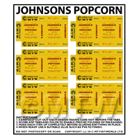 Dolls House Miniature Packaging Sheet of 6 Johnsons Popcorn
