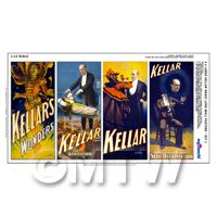 Dolls House Miniature Kellar Magic Poster - Set of 4 Long Posters