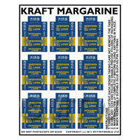 Dolls House Miniature Packaging Sheet of 9 Kraft Margarine