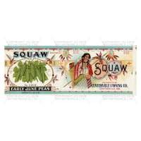 Dolls House Miniature Squaw Early June Peas Brand Label (1920s)