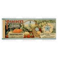 Dolls House Miniature Peacocks Raspberry Jam Label (1890s)