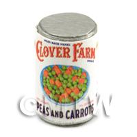 Dolls House Miniature Clover Farm Peas And Carrots Can (1920s)