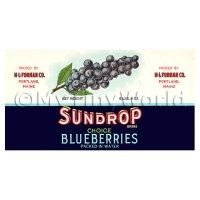 Dolls House Miniature Sundrop Blueberries Label (1920s)
