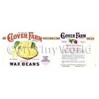 Dolls House Miniature Clover Farm Wax Beans Label (1920s)