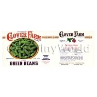 Dolls House Miniature Clover Farm Green Beans Label (1920s)