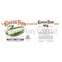 Dolls House Miniature Clover Farm White Sweet Corn Label (1920s)