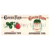 Dolls House Miniature Clover Farm Asparagus Tips Label (1920s)
