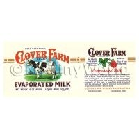 Dolls House Miniature Clover Farm Evaporated Milk Label (1920s)