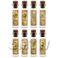 Dolls House Apothecary Long Herb Colour Label And Bottle Set 8