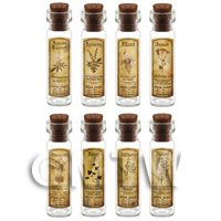 Dolls House Apothecary Long Herb Sepia Label And Bottle Set 1