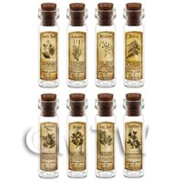 Dolls House Apothecary Long Herb Sepia Label And Bottle Set 6