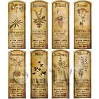 Dolls House Herbalist/Apothecary Long Herb Sepia Label Set 1