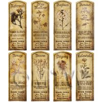 Dolls House Herbalist/Apothecary Long Herb Sepia Label Set 2