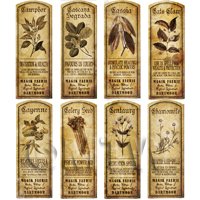 Dolls House Herbalist/Apothecary Long Herb Sepia Label Set 3