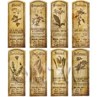 Dolls House Herbalist/Apothecary Long Herb Sepia Label Set 4