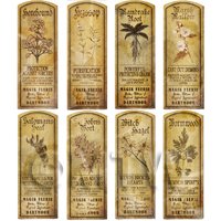 Dolls House Herbalist/Apothecary Long Herb Sepia Label Set 5