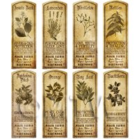 Dolls House Herbalist/Apothecary Long Herb Sepia Label Set 6