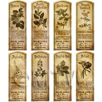 Dolls House Herbalist/Apothecary Long Herb Sepia Label Set 7
