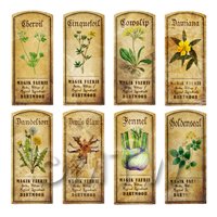 Dolls House Herbalist/Apothecary Short Herb Colour Label Set 4