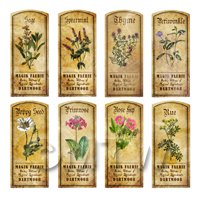 Dolls House Herbalist/Apothecary Short Herb Colour Label Set 8