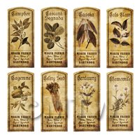 Dolls House Herbalist/Apothecary Short Herb Sepia Label Set 3