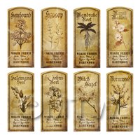 Dolls House Herbalist/Apothecary Short Herb Sepia Label Set 5