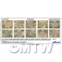 Dolls House Miniature 10 UK County Maps John Speed 1610 Set 4