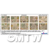 Dolls House Miniature 10 UK County Maps John Speed 1610 Set 5