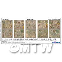Dolls House Miniature 10 UK County Maps John Speed 1610 Set 6