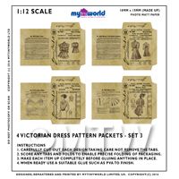 Set Of 4 Miniature DIY Doll House Victorian Dress Packets S3